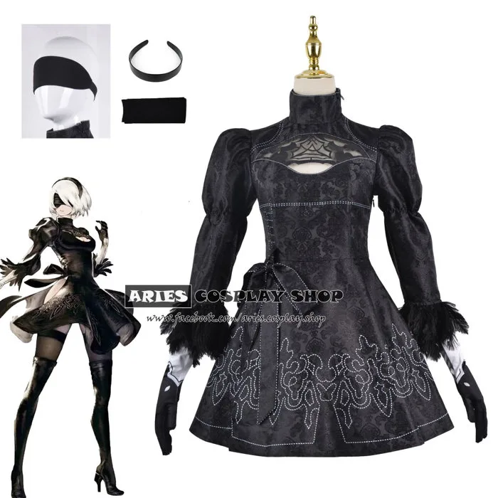 Nier Automata ] Bộ đồ chiến Costume 2B / Game Nier: Automata YoRHa No.2  Type B 2B Cosplay Costume – Aries Cosplay Shop