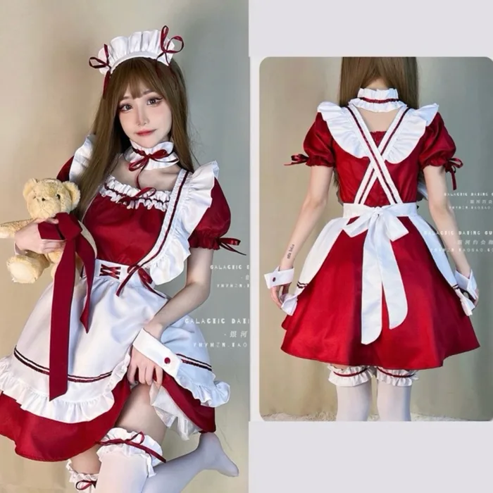 (TẶNG KÈM VỚ)Váy Maid 9 món Phụ Kiện - Maid ngắn cosplay, trang phục hầu  gái Hàng Loại 1 (Có Clip, Ảnh Thật)