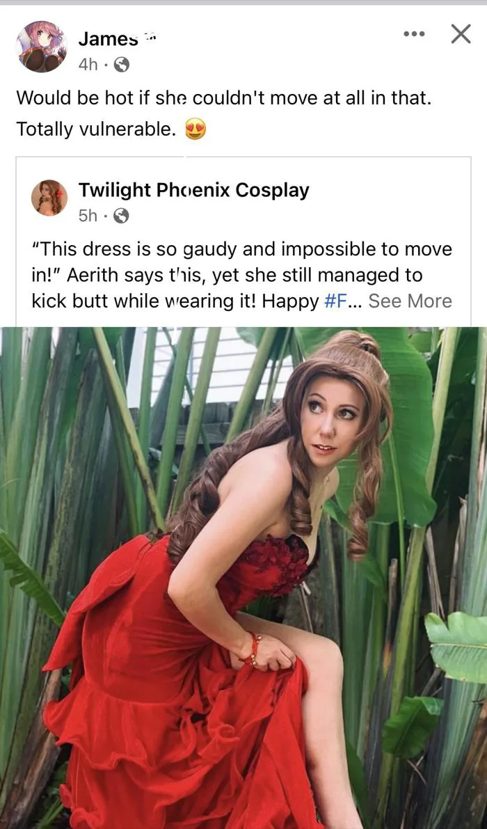 Mình đăng ảnh cosplay Aerith xong vui lắm vì có người share, ai dè đọc cmt  xong tụt mood luôn… sao lại có người như vậy chứ 🤢 : r/GirlGamers