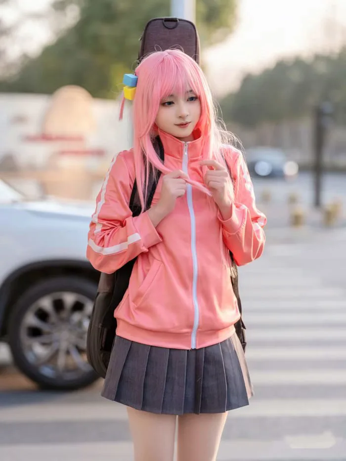 Mua Buyoem Bocchi the Rock Cosplay Costume Gotoh Hitori Cosplay Costume  Jacket Dress Pink Coat Skirt Headdress Socks Wig Set (Pink, M) trên Amazon  Mỹ chính hãng 2026 | Fado