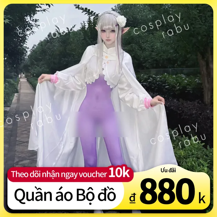 Emilia Cosplay Re Zero Season 4 Bodysuit Tím Ôm Dáng Kèm Tóc Giả Trang Phục Anime Nữ Đẹp | Shopee Việt Nam