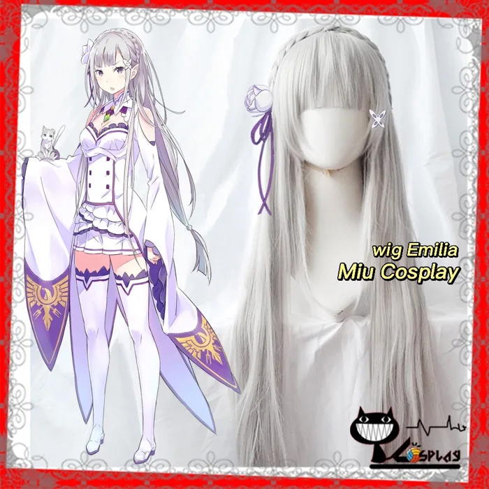 Sẵn] Wig/tóc giả và kẹp tóc cosplay Emilia - Re:Zero màu trắng [Miu Cosplay] | Shopee Việt Nam