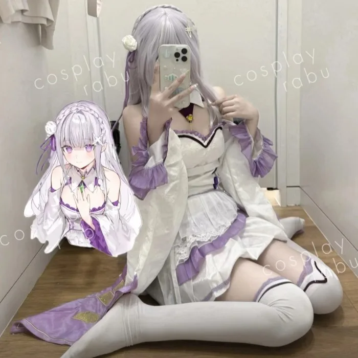 Emilia Cosplay Re Zero Kara Hajimeru Isekai Seikatsu Full Set Kèm Tóc Giả Giày Anime | Shopee Việt Nam
