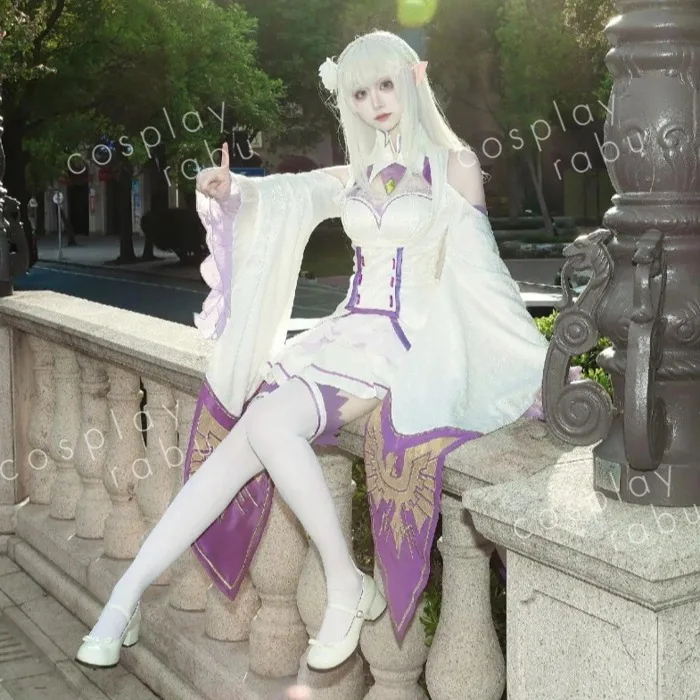 Emilia Cosplay Re Zero Kara Hajimeru Isekai Seikatsu Full Set Kèm Tóc Giả Giày Anime | Shopee Việt Nam