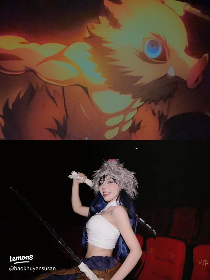 Cosplay Inosuke tại rạp chiếu phim: bộ ảnh Kimetsu no Yaiba cực cuốn