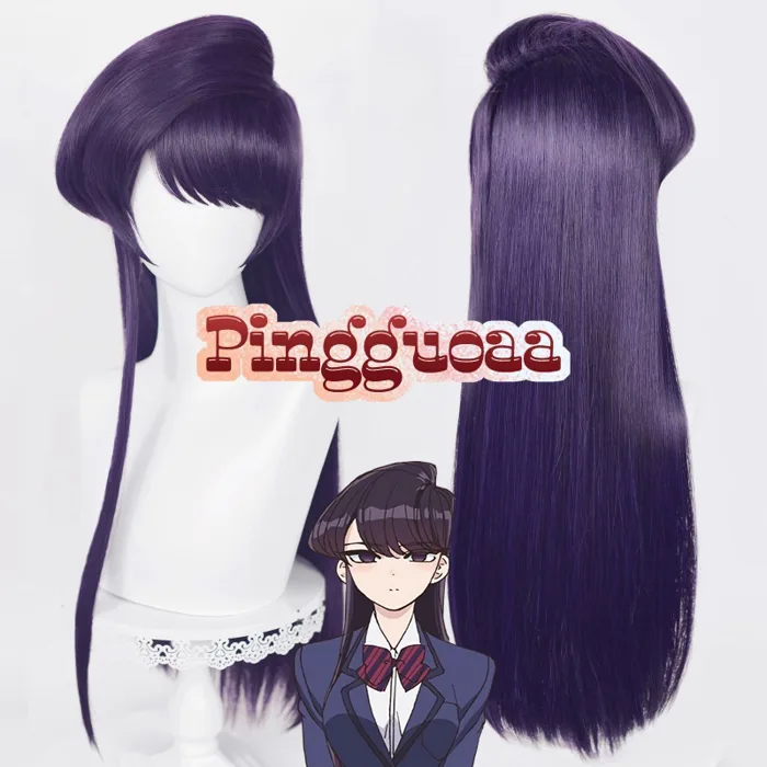Anime Komi Can't Communicate Shouko Komi Cosplay Wig 80cm Long Purple Black  Wigs Heat Resistant Synthetic Hair