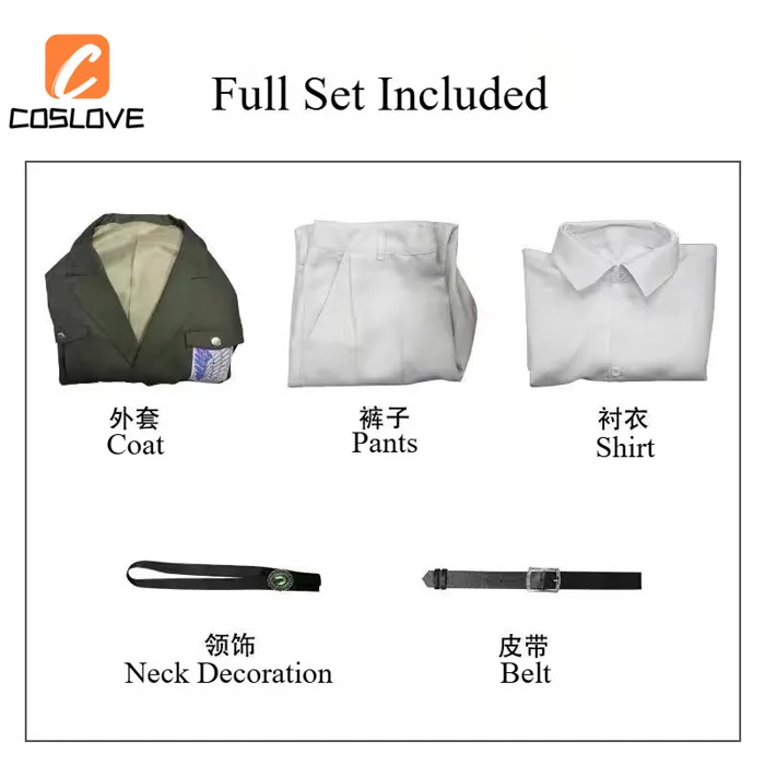 Trọn bộ trang phục cosplay Levi và Eren mùa 4 Attack on Titan - Đồng phục  quân đội dài tay