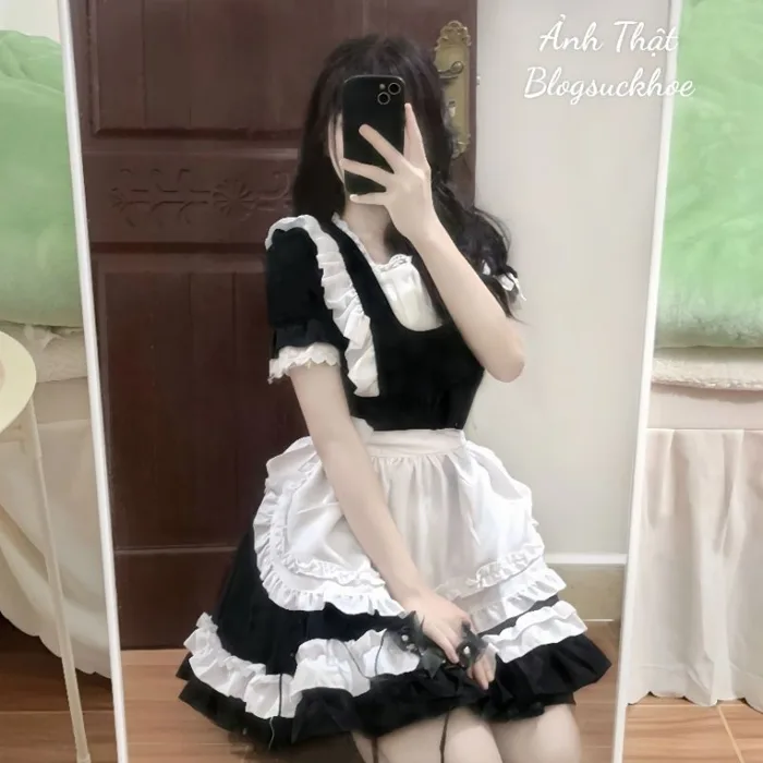 🔥Sẵn - Kèm Ảnh Thật ] Che Tên, Sét Váy Hầu Loli Cosplay Nữ Kèm Tất |  Shopee Việt Nam