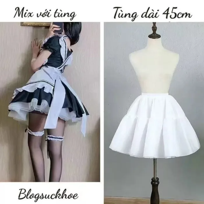 🔥Sẵn - Kèm Ảnh Thật ] Che Tên, Sét Váy Hầu Loli Cosplay Nữ Kèm Tất |  Shopee Việt Nam