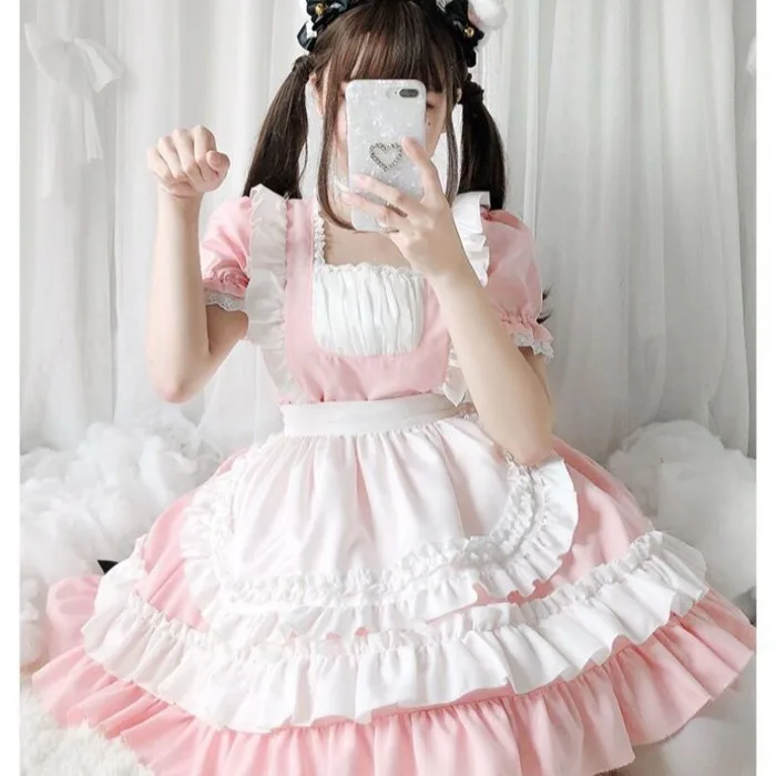 🔥Sẵn - Kèm Ảnh Thật ] Che Tên, Sét Váy Hầu Loli Cosplay Nữ Kèm Tất |  Shopee Việt Nam