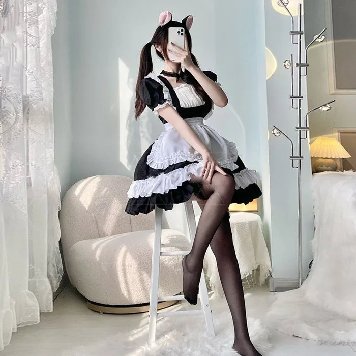 🔥Sẵn - Kèm Ảnh Thật ] Che Tên, Sét Váy Hầu Loli Cosplay Nữ Kèm Tất |  Shopee Việt Nam