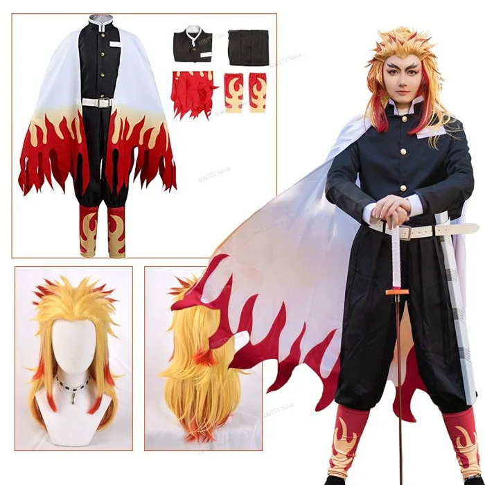 (Size Người lớn và Trẻ Em) Bộ Đồ Hóa Trang Nhân Vật Viêm Trụ Trang phục  Cosplay Rengoku Kyojuro trong Kimetsu No Yaiba