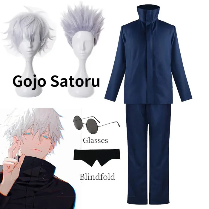 Anime jujutsu kaisen cosplay trang phục gojo satoru Top quần tóc giả đồng  phục học sinh phù hợp với Halloween trang phục bên Bộ đầy đủ tóc giả