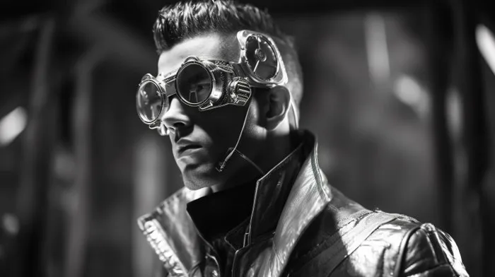 Tải miễn phí Cosplay Steampunk Nam Với Kính Cyberpunk Màu đen Và Trắng 3d  Vr Nền | JPG chuyên nghiệp - Pikbest