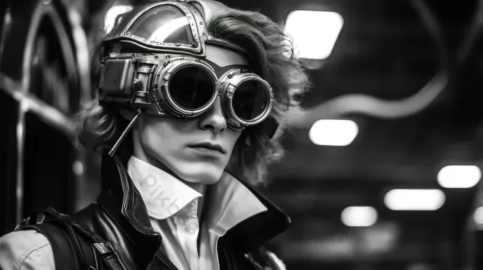 Tải miễn phí Kính Thực Tế ảo Steampunk Cosplay Nam Giới Trong Cyberpunk Với  Một Khuynh Hướng đơn Sắc Nền | JPG chuyên nghiệp - Pikbest