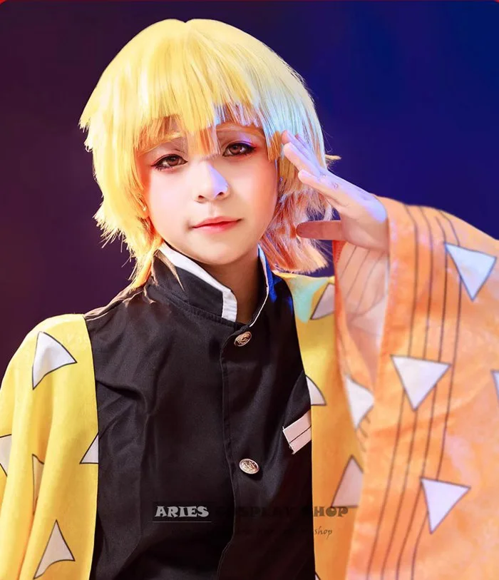 Kimetsu No Yaiba] Zenitsu costume + wig – Aries Cosplay Shop
