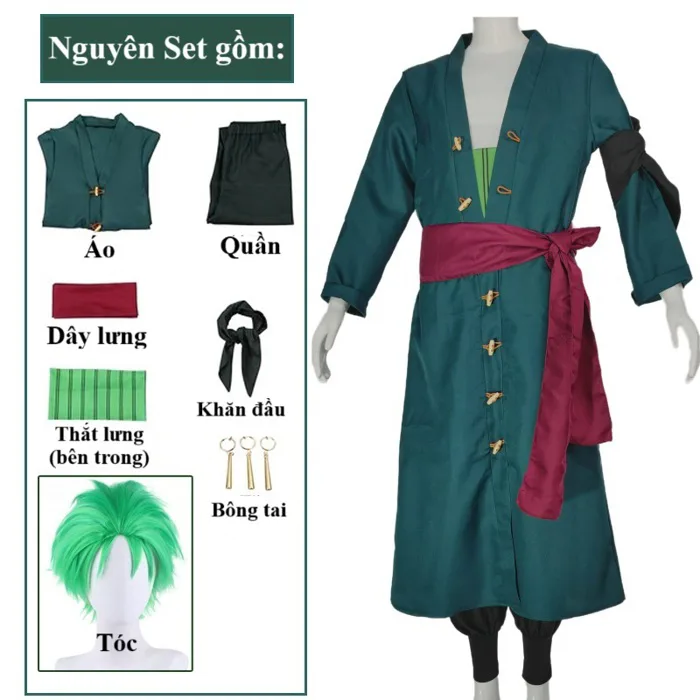 (Có Sẵn) Trang phục Cosplay Roronoa Zoro trong Onepiece cực kỳ ngầu lòi phù hợp cosplay hóa trang Halloween