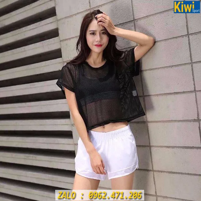 Áo Croptop Lưới Tập Gym Nữ Siêu Xinh, 2 Màu Đen - Trắng | KiwiSport.vn