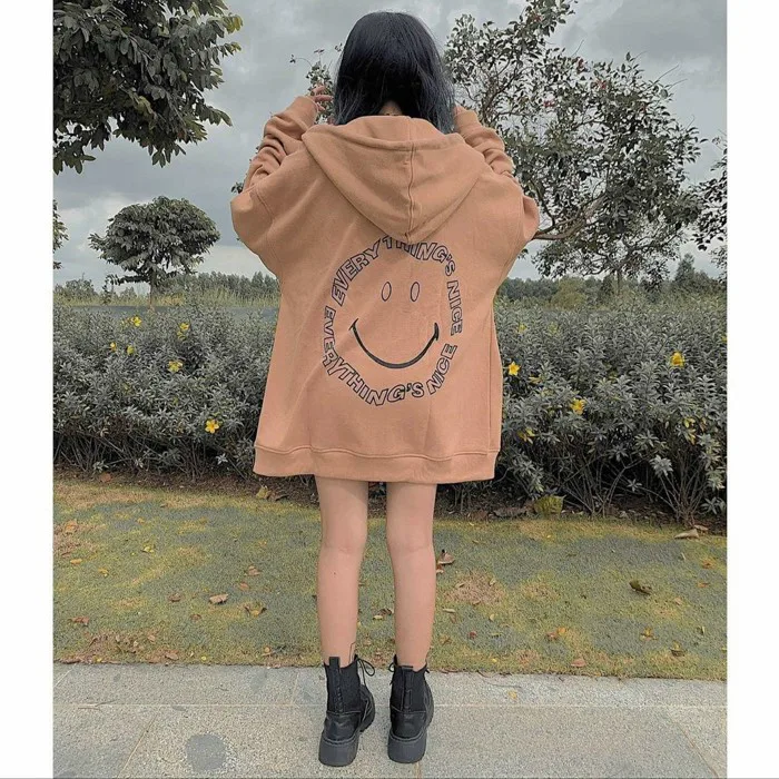 ÁO HOODIE - ÁO KHOÁC NỈ NGOẠI Dây full zip (Ảnh Thật) HOOIDE MỚI in mặt  cười- sọc chéo