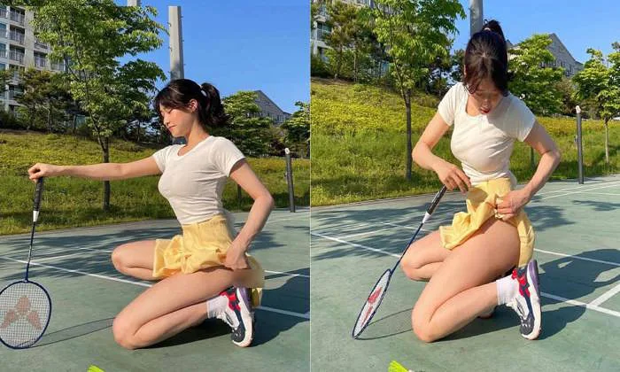Gái xinh gây 'bão' trên Instagram nhờ khoảnh khắc vén váy trên sân cầu lông