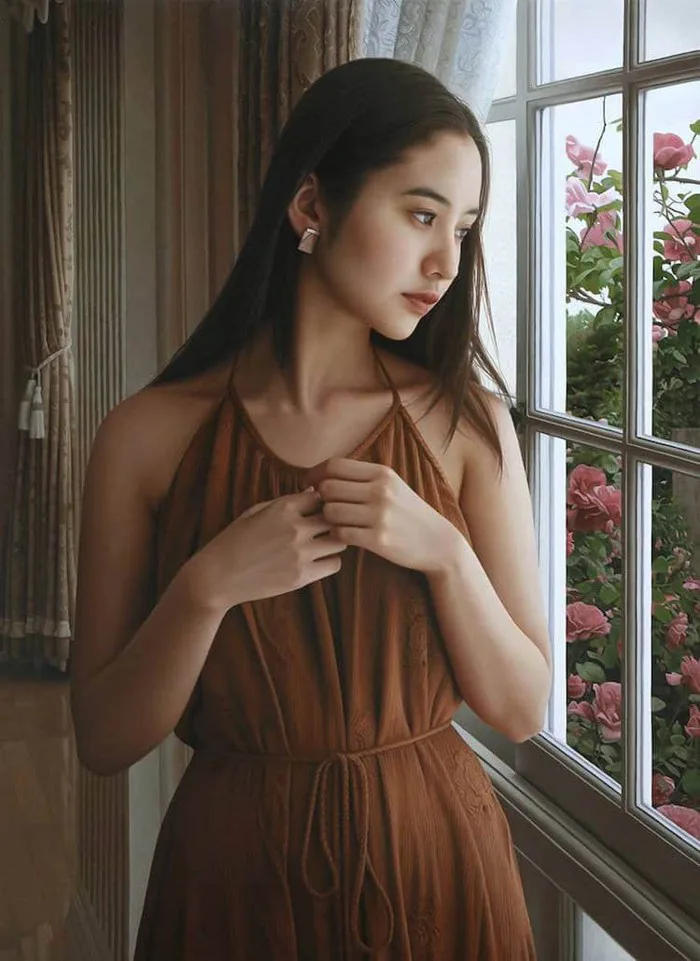 Hình ảnh thiếu nữ dịu dàng, duyên dáng khiến nhiều người kinh ngạc tự hỏi:  Đây là tranh vẽ hay ảnh chụp mà đẹp đến vậy?