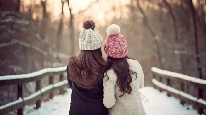 Tải miễn phí Khung Cảnh Tuyết Rơi Với Hai Cô Gái đội Mũ Len đứng Trên Cầu  Nền | JPG chuyên nghiệp - Pikbest