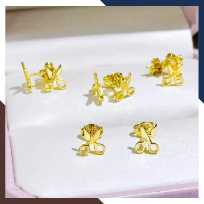Bông tai vàng tây nữ 10k trẻ trung hình cây kéo TL25