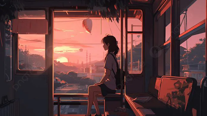 Hình nền Nền Một Cô Gái Anime Ngồi Trên Cửa Sổ Toa Tàu, Hình ảnh Lofi,  Khen, Màu Xanh Da Trời Background Vector để tải xuống miễn phí - Pngtree