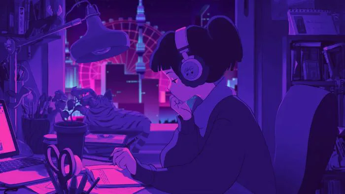 Cô Gái Synthwave (Hình Nền 2K) : r/LofiGirl