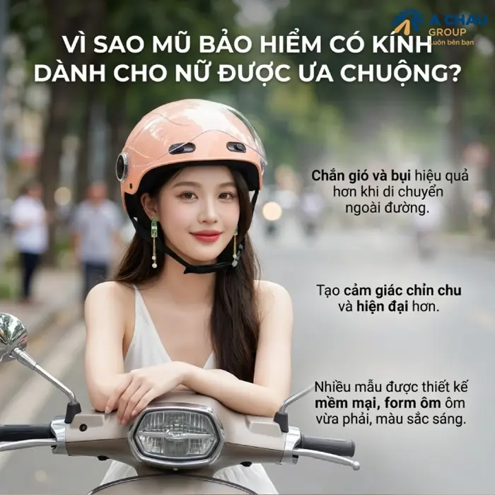 Top 7 mũ bảo hiểm có kính cho nữ duyên dáng, đáng yêu