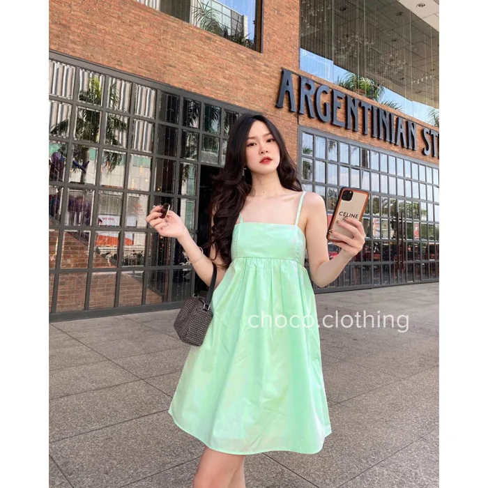 Đầm 2 dây nữ phồng Hàn Quốc năng động xinh đẹp Dáng Ngắn (Ảnh tự chụp) |  Shopee Việt Nam