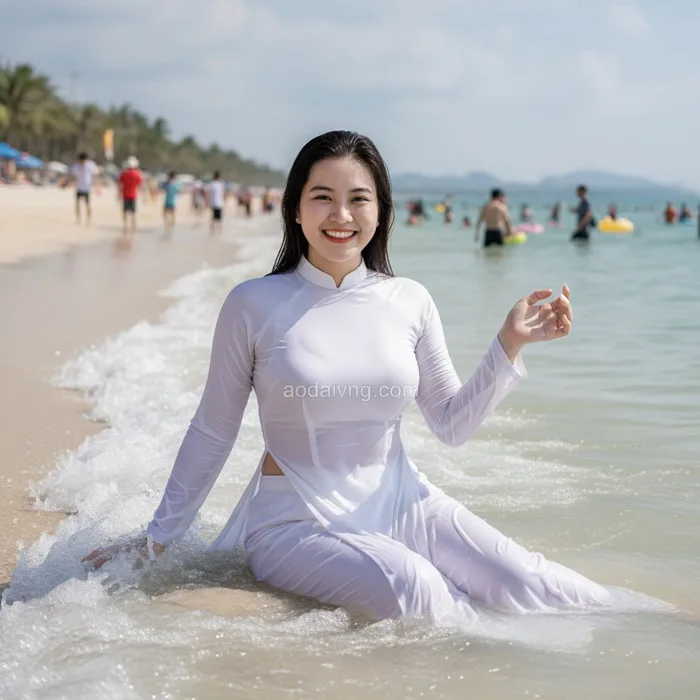 Áo Dài VNG: Vẻ Đẹp Tinh Khôi Của Áo Dài Trắng Trước Biển Xanh Nha Trang