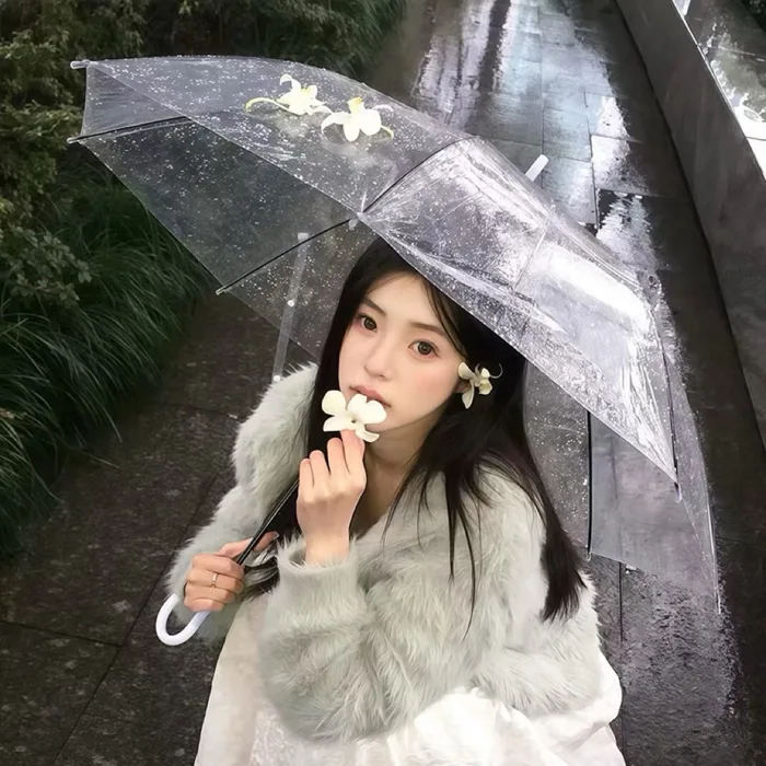 ( hàng dày dặn) Ô trong suốt chụp ảnh, ô trong suốt,dù đi mưa trong suốt  thời trang, phụ kiện chụp ảnh