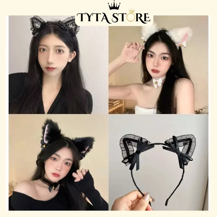 Bờm Tai Mèo Lông Mềm Chuông Xinh Bờm Tai Thỏ Cute Phụ Kiện Tóc Nữ Rửa Mặt &  Chụp Ảnh
