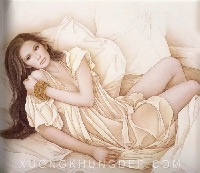 Tranh In Sơn Dầu Cô Gái Xinh Đẹp Khung Tranh Đẹp Giá Rẻ