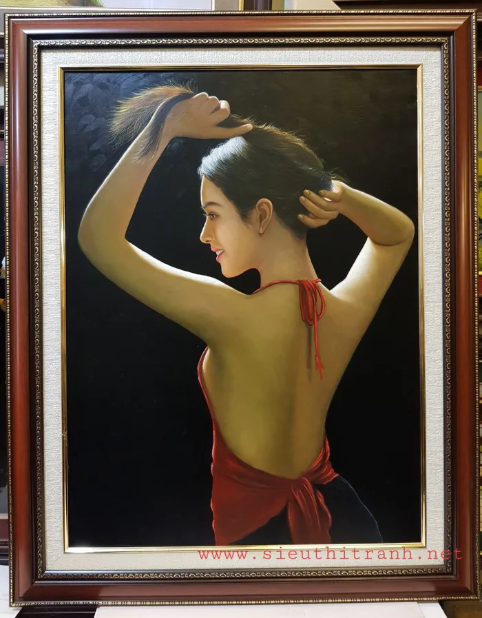 Tranh sơn Dầu S177-Thiếu Nữ Việt Nam – Siêu Thị Tranh Đẹp