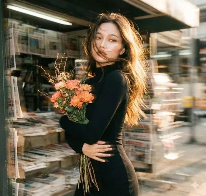 Cô Gái Quyến Rũ Bên Quầy Báo Cũ Phim Cổ Điển - Hình Ảnh Do Tạo |  Photoshoot.app