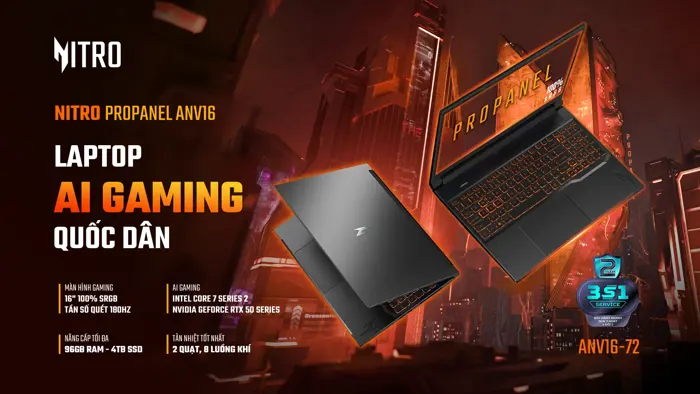 Acer Nitro ProPanel ANV16 - Laptop Gaming Quốc Dân RTX 5060 8GB, 100% sRGB - Acer Việt Nam | Website Chính Thức