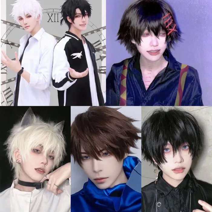 Tổng hợp tóc giả cosplay nam ngắn 30cm lưới hoa đủ màu | Shopee Việt Nam