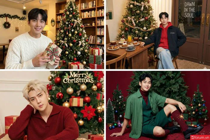 16+ promt tạo ảnh Noel bằng AI cho nam cực chất