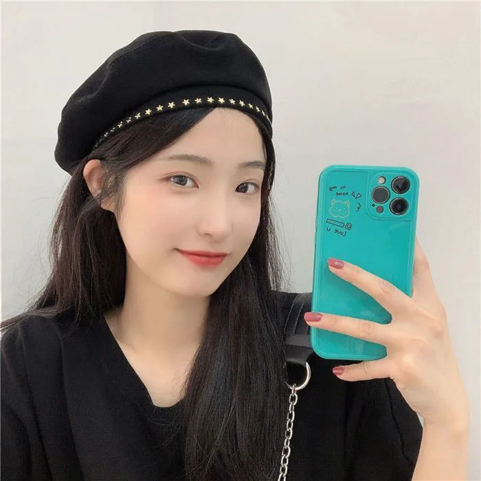 Mũ nón beret nồi bánh tiêu nữ Hàn Quốc LÀ GU Khăn Phụ Kiện phong cách  newboy ulzzang đẹp mùa đông thời trang màu đen - MBR005