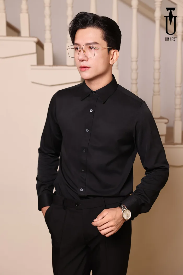 Sơ mi đen - UMvest - Vest nam - Vest cưới giá rẻ TP HCM