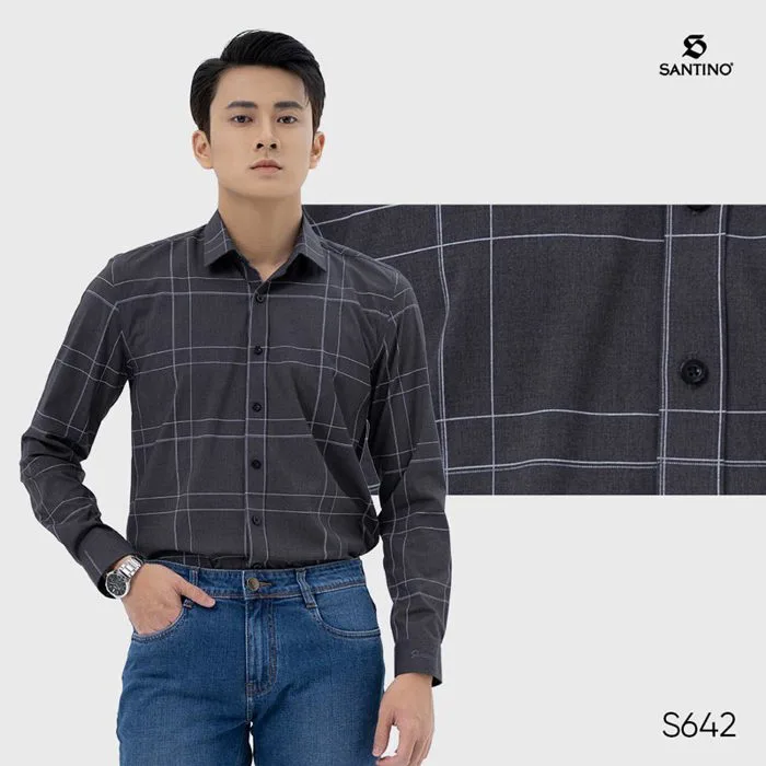 Phong cách và bí ẩn với áo sơ mi nam màu đen dài tay | Santino
