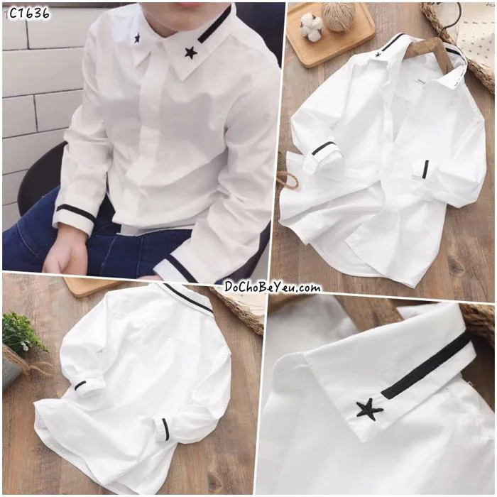 Áo sơ mi trắng cho bé trai size đại