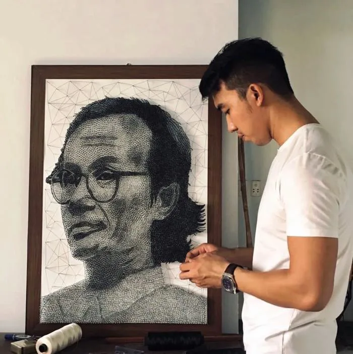 Ngỡ ngàng với vẻ đẹp bộ tranh đinh chỉ của chàng trai xứ Quảng