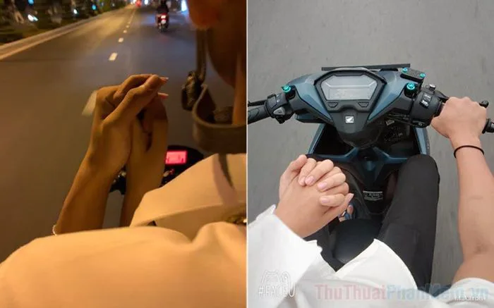 Khoảnh khắc nắm tay trên xe máy đẹp và đầy lãng mạn, mang đến cảm xúc ngọt  ngào khó quên.