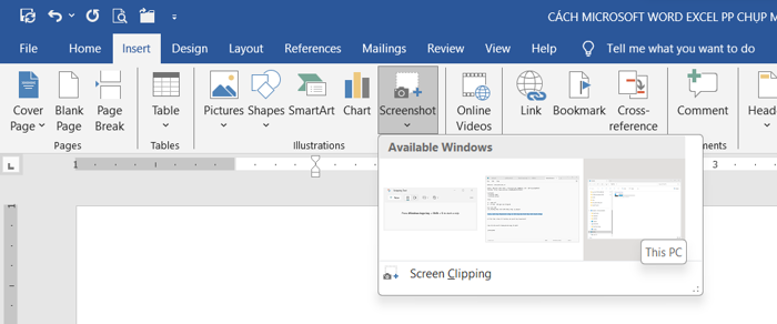 Cách chụp màn hình máy tính trong Microsoft Word, Excel và Powerpoint - Cao  Đẳng FPT Polytechnic