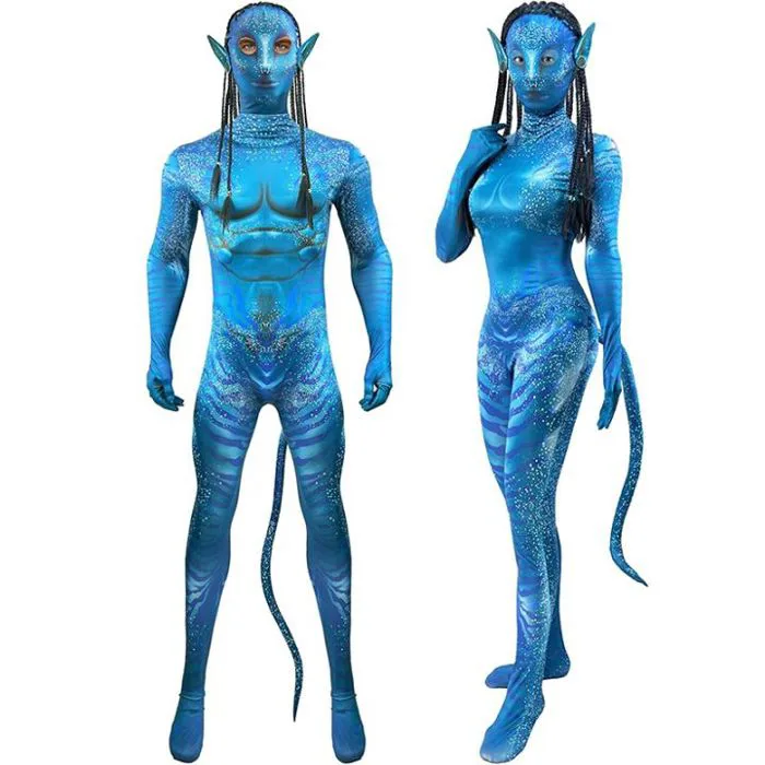 Ladies Avatar Bodysuit Clothes Avatar Costume Female Avatar Costume Blue  Bodysuit For Halloween Cosplay