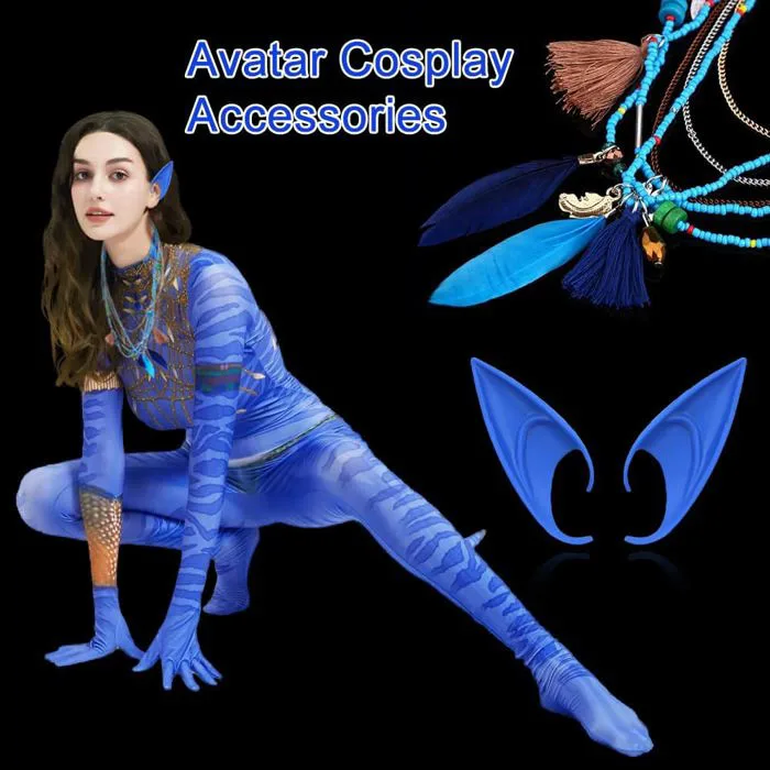 Amazon.com: Avatar Cosplay Accessories Blue Elf Ears Feather Tassel Beads  Necklace, Avatar Costume Women Halloween Dress up Masquerade : Clothing,  Shoes & Jewelry