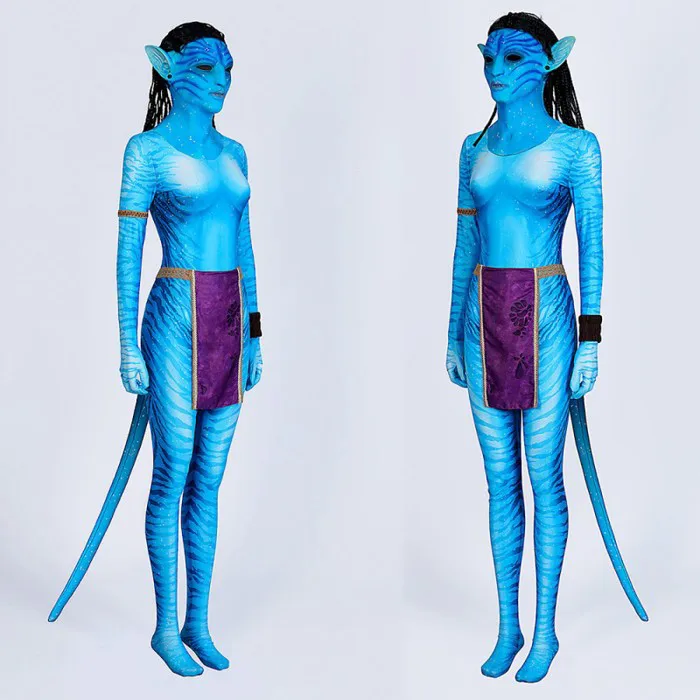 Neytiri Jumpsuit Zoe Saldana Blue Cosplay Costume Printed Suit - CCosplay